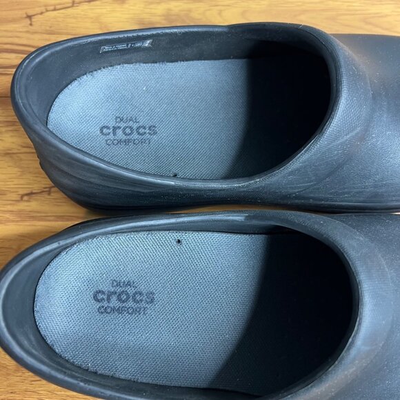 Crocs Neria Pro II Slip On Work Clogs‎ Womens Size 9 205384 Black Rubber Wedge - Picture 4 of 8